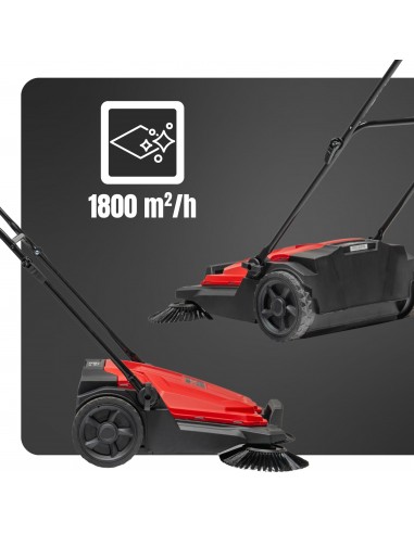 Lekka zamiatarka manualna ręczna do kostki chodnika podjazdu tarasu NAC ZM-HS-S13 65cm 3 szczotki kosz 20l  17