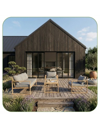 Wygodny zestaw mebli ogrodowych w stylu skandynawskim z aluminium ława + sofa + 2x fotel  3