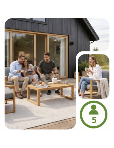 Wygodny zestaw mebli ogrodowych w stylu skandynawskim z aluminium ława + sofa + 2x fotel  6