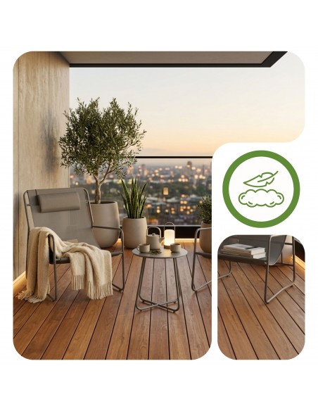Lekki i wygodny zestaw mebli na balkon taras Meven Como 2 krzesła + stolik kawowy grafit  6