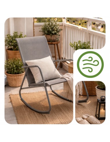 Wygodny fotel bujany na biegunach do grodu na taras balkon Meven Santa Fe grafit  5