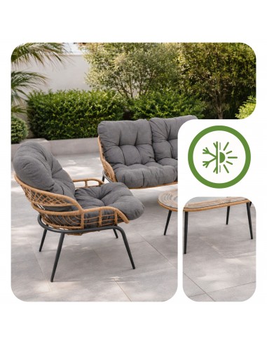 Elegancki zestaw mebli ogrodowych wypoczynkowych w stylu skandynawskim Meven Bari sofa, stolik kawowy, 2xfotel  5