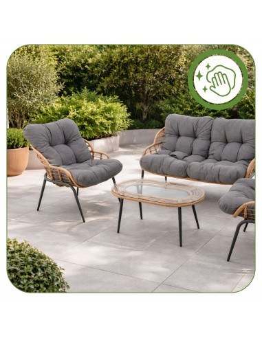 Elegancki zestaw mebli ogrodowych wypoczynkowych w stylu skandynawskim Meven Bari sofa, stolik kawowy, 2xfotel  8