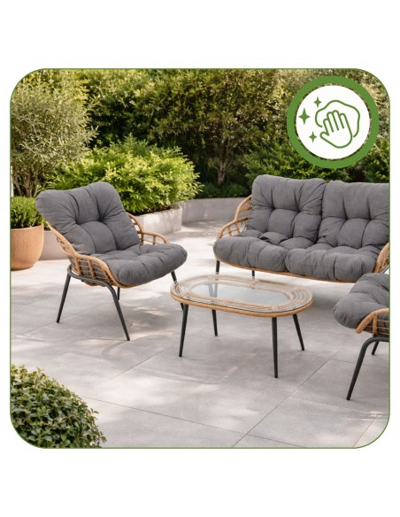 Elegancki zestaw mebli ogrodowych wypoczynkowych w stylu skandynawskim Meven Bari sofa, stolik kawowy, 2xfotel  8