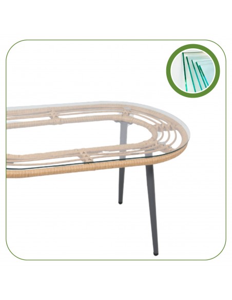 Elegancki zestaw mebli ogrodowych wypoczynkowych w stylu skandynawskim Meven Bari sofa, stolik kawowy, 2xfotel  9