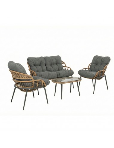 Elegancki zestaw mebli ogrodowych wypoczynkowych w stylu skandynawskim Meven Bari sofa, stolik kawowy, 2xfotel  10