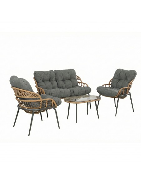 Elegancki zestaw mebli ogrodowych wypoczynkowych w stylu skandynawskim Meven Bari sofa, stolik kawowy, 2xfotel  10