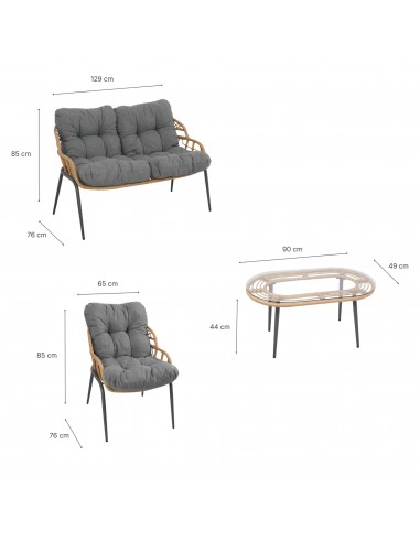 Elegancki zestaw mebli ogrodowych wypoczynkowych w stylu skandynawskim Meven Bari sofa, stolik kawowy, 2xfotel  11