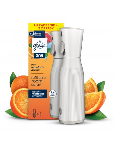 Glade® ONE - Fresh Mandarin Dream, odświeżacz powietrza w sprayu z wymiennymi wkładami 2x10 ml 