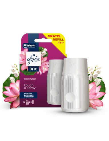 Glade® ONE - Relaxing Zen, skoncentrowany odświeżacz powietrza touch & spray urządzenie + 2 zapasy 