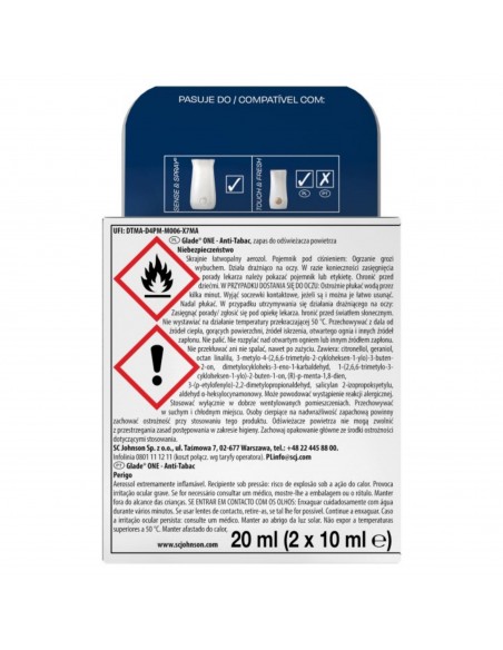 Glade® ONE - Anit-Tabac białe kwiaty i jabłko zapas do odświeżaczy powietrza 2x10 ml  6