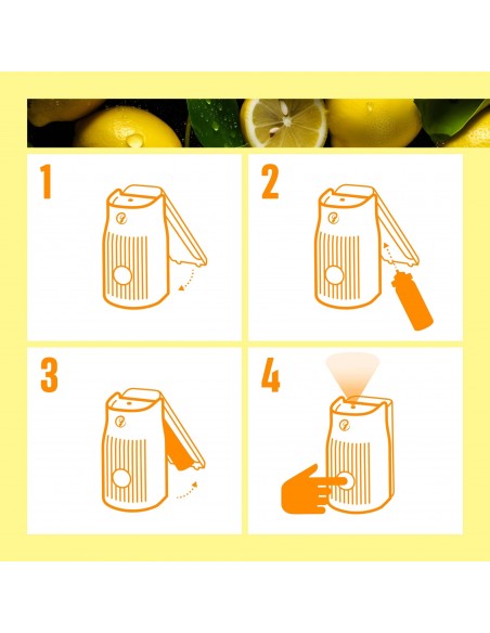 Glade® ONE - Fresh Lemon, cyrtynowy skoncentrowany odświeżacz powietrza touch & spray, urządzenie + 2 zapasy  4