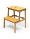 Taboret bambusowy ze stopniem Allivio – podest, stołek dwupoziomowy do kuchni, łazienki, garderoby 43x39x50 cm naturalny