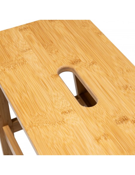Taboret bambusowy ze stopniem Allivio – podest, stołek dwupoziomowy do kuchni, łazienki, garderoby 43x39x50 cm naturalny  5