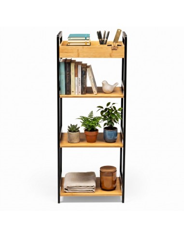 Otwarty regał 4-poziomowy organizer bambusowy do kuchni łazienki salonu sypialni Allivio 36 x 32 x 90 cm 