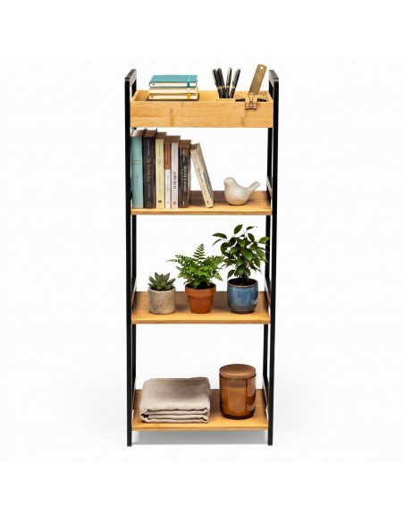 Otwarty regał 4-poziomowy organizer bambusowy do kuchni łazienki salonu sypialni Allivio 36 x 32 x 90 cm 