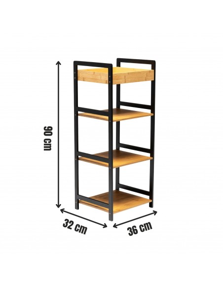 Otwarty regał 4-poziomowy organizer bambusowy do kuchni łazienki salonu sypialni Allivio 36 x 32 x 90 cm  8