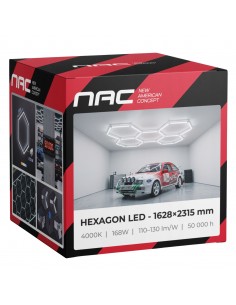 Modułowe oświetlenie sufitowe LED HEXAGON warsztatowe garażowe biurowe NAC-A0007H5 1628×2315 mm, 4000 K 