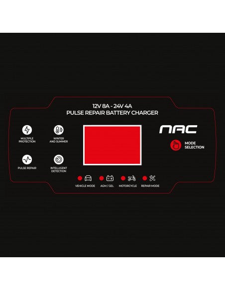 Automatyczny prostownik do akumulatorów inteligentny NAC + ładowarka 12V 24V LCD  7