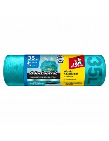 Zapachowe worki na śmieci z taśmą 35 l JAN Niezbędny Magnum Flex Odor Control morska bryza 12 szt. 