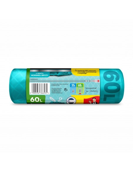 Zapachowe worki na śmieci z taśmą 60 l JAN Niezbędny Magnum Flex Odor Control morska bryza 8 szt.  2
