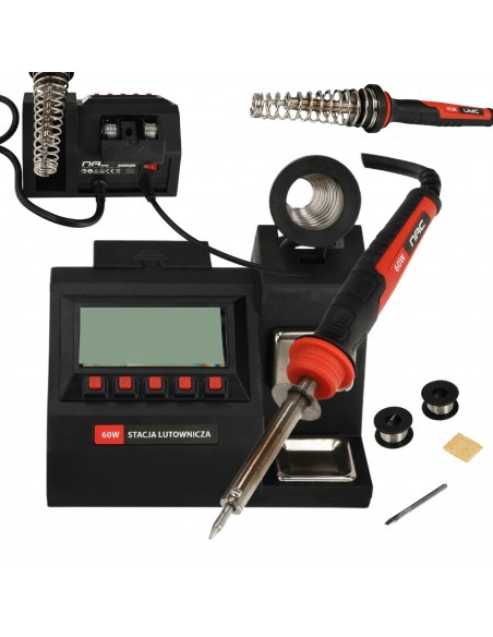 Cyfrowa stacja lutownicza grotowa kolbowa NAC 60W 200-400°C + akcesoria  2