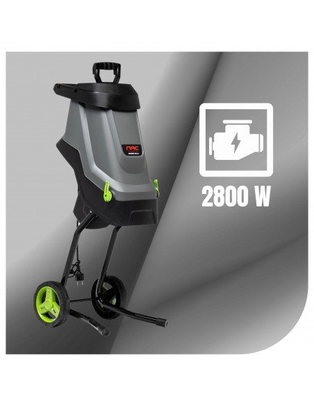 Mocny elektryczny rozdrabniacz do gałęzi rębak do drewna NAC SHE280B-BAG-W 2800W worek 45L  4