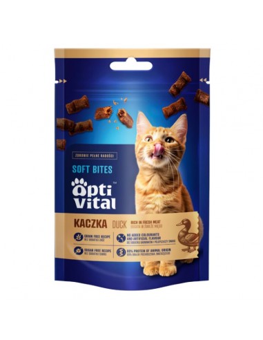 Miękkie przysmaki smaczki dla kota z kaczką bez cukru zbóż OptiVital Soft Bites 80g  2