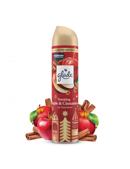 Świąteczny Glade® Twinkling Apple&Cinnamon, odświeżacz powietrza w aerozolu jabłko cynamon 300 ml 