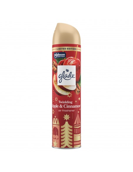 Świąteczny Glade® Twinkling Apple&Cinnamon, odświeżacz powietrza w aerozolu jabłko cynamon 300 ml  2