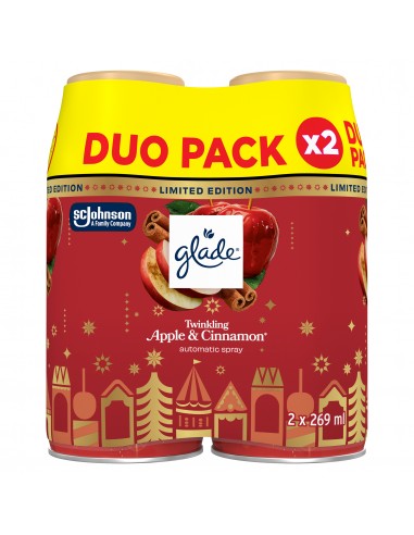 Świąteczny Glade® automatic spray - Twinkling Apple&Cinnamon , zapas do automatycznego odświeżacza powietrza 2x269 ml  2