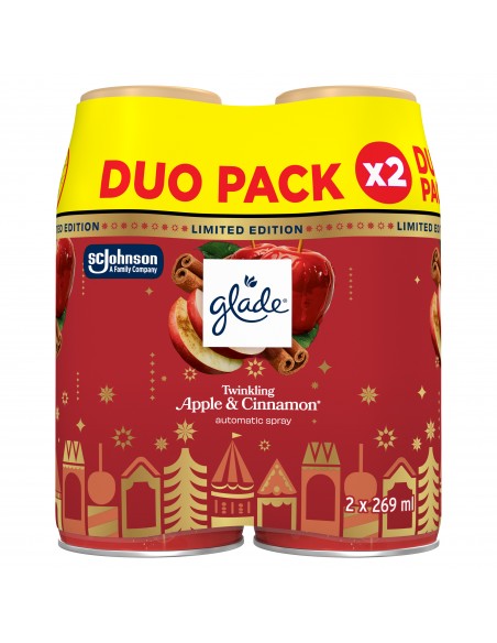 Świąteczny Glade® automatic spray - Twinkling Apple&Cinnamon , zapas do automatycznego odświeżacza powietrza 2x269 ml  2