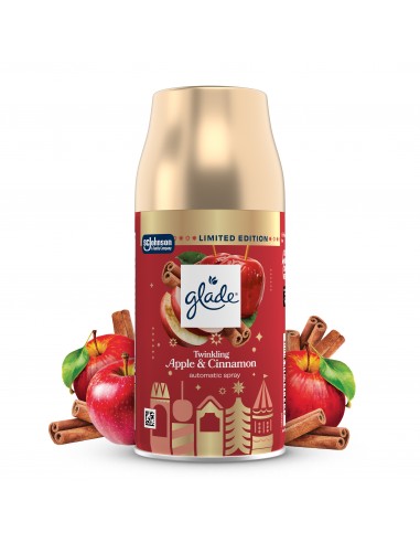 Świąteczny Glade® automatic spray Twinkling Apple &Cinnamon zapas do automatycznego odświeżacza powietrza jabłko cynamom 269 ml 