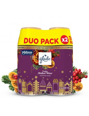 Świąteczny Glade® automatic spray - Mulled Wine, zapas do automatycznego odświeżacza powietrza grzane wino 2x269 ml 