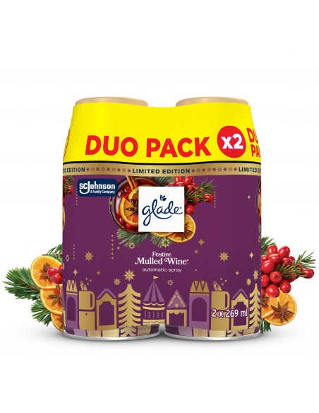 Świąteczny Glade® automatic spray - Mulled Wine, zapas do automatycznego odświeżacza powietrza grzane wino 2x269 ml 