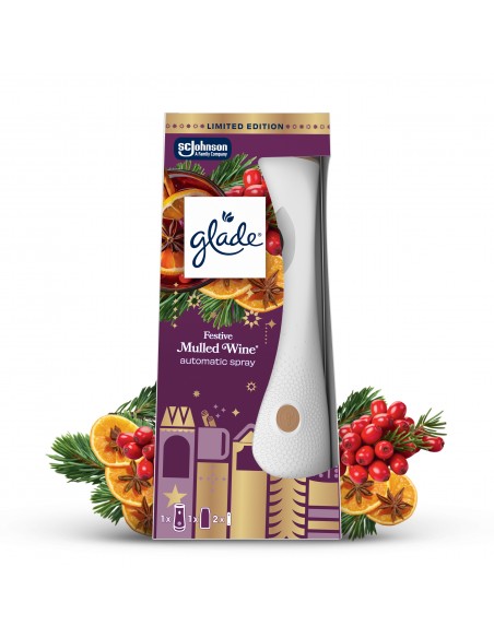 Świąteczny Glade® automatic spray - Mulled Wine, automatyczny odświeżacz powietrza grzane wino urządzenie + wkład 269 ml 
