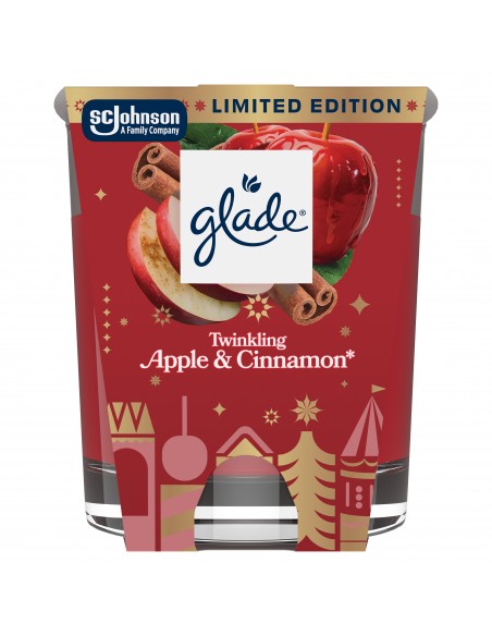 Świąteczny zimowy Glade® Twinkling Apple & Cinnamon, świeca zapachowa jabłko cynamon  2