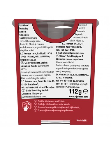 Świąteczny zimowy Glade® Twinkling Apple & Cinnamon, świeca zapachowa jabłko cynamon  3