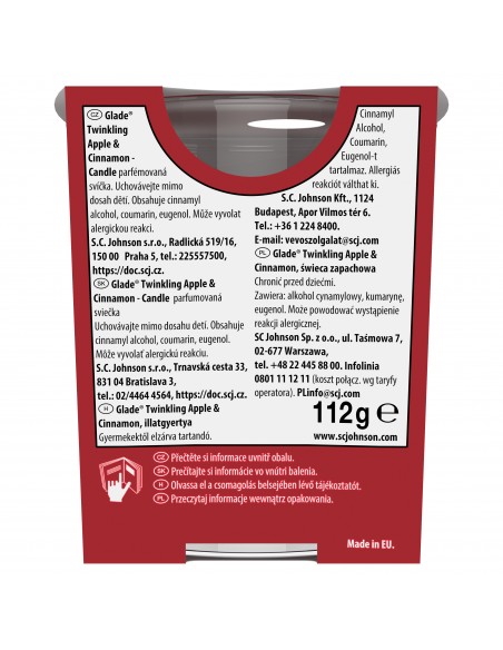 Świąteczny zimowy Glade® Twinkling Apple & Cinnamon, świeca zapachowa jabłko cynamon  3