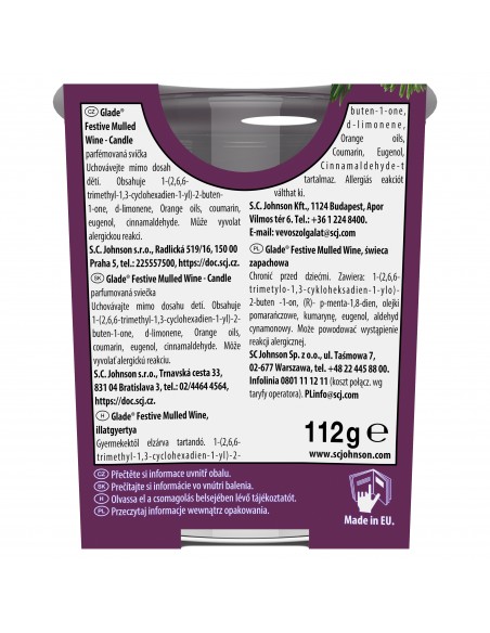 Świąteczny zimowy Glade® Mulled Wine, świeca zapachowa grzane wino  3