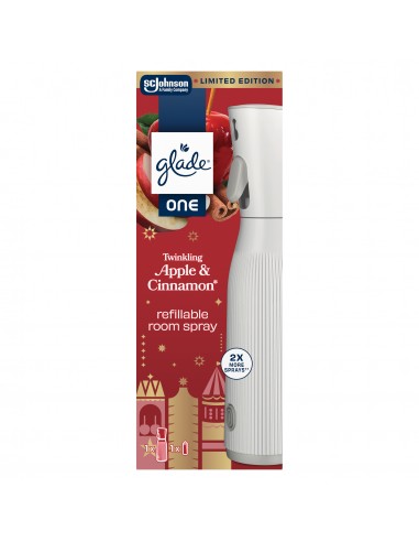 Świąteczny zimowy Glade® ONE - Twinkling Apple & Cinnamon, odświeżacz powietrza z wymiennym wkładem 10 ml  2