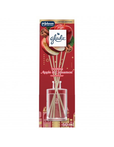 Świąteczny zimowy Glade® Reed Diffuser - Twinkling Apple & Cinnamon, odświeżacz powietrza pachnące patyczki 50 ml  2