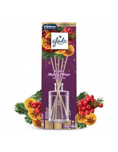 Świąteczny zimowy Glade® Reed Diffuser - Mulled Wine, odświeżacz powietrza pachnące patyczki 50 ml 