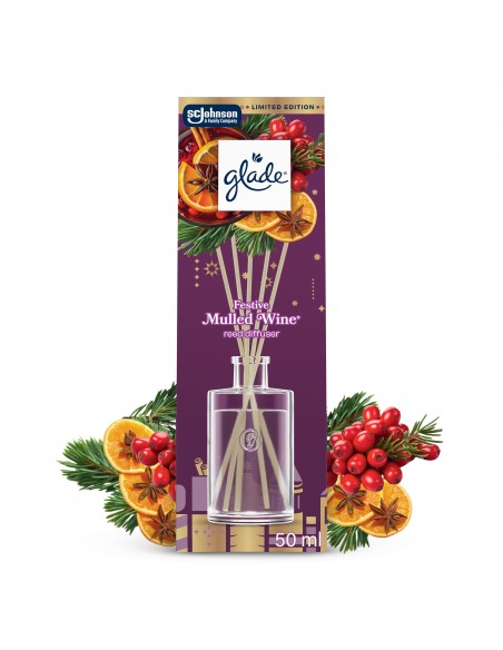 Świąteczny zimowy Glade® Reed Diffuser - Mulled Wine, odświeżacz powietrza pachnące patyczki 50 ml 