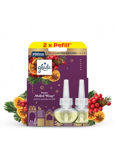 Świąteczny zimowy Glade® Electric scented oil - Mulled Wine, zapas do elektrycznego odświeżacza powietrza 2x20ml 