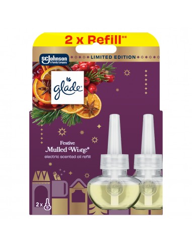 Świąteczny zimowy Glade® Electric scented oil - Mulled Wine, zapas do elektrycznego odświeżacza powietrza 2x20ml  2