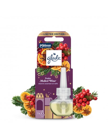 Świąteczny zimowy Glade® Electric scented oil - Mulled Wine, zapas do elektrycznego odświeżacza powietrza 20 ml 