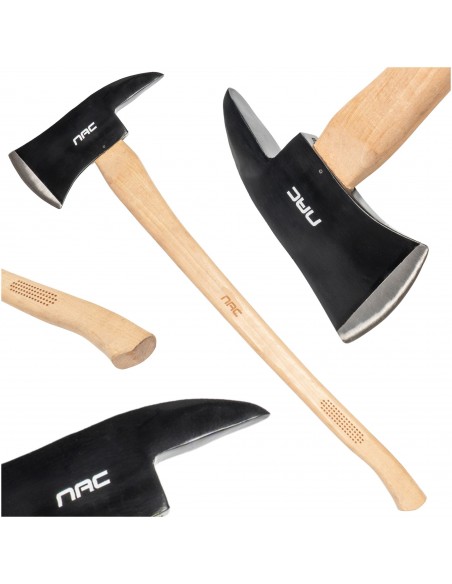 Wytrzymały topór strażacki z trzonkiem hikorowym 36″ 1600g ze szpikulcem kilofem NAC AX-160-F-HK  2