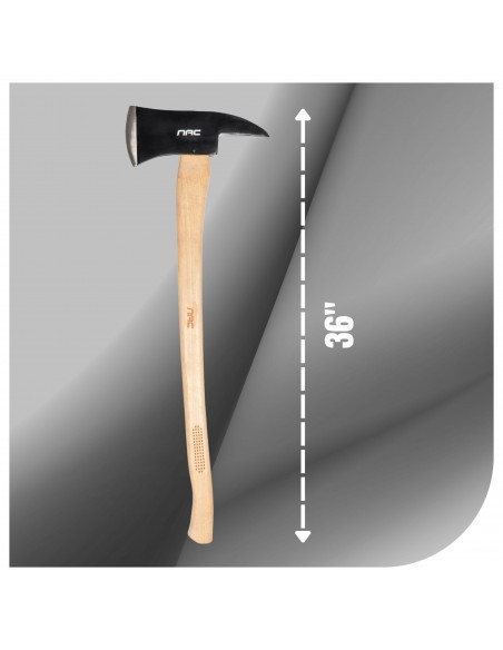 Wytrzymały topór strażacki z trzonkiem hikorowym 36″ 1600g ze szpikulcem kilofem NAC AX-160-F-HK  3