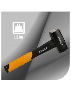 Obustronny masywny młotek kamieniarski z trzonkiem 5G Fiberglass 1500g NAC HM-150-ST-FB  2